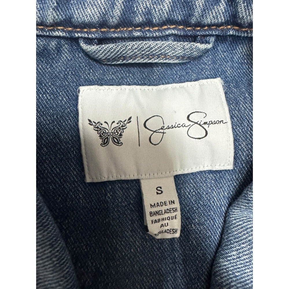 Jessica Simpson Womens Blue Denim Jacket Medium Wash Cotton Size Small - Picture 3 of 7